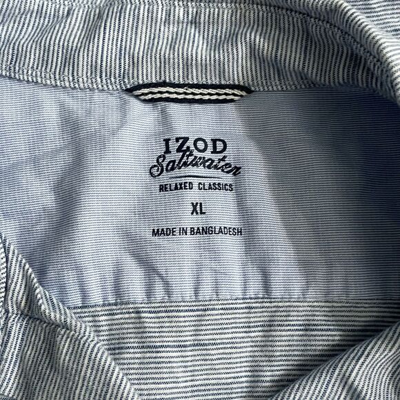 IZOD Saltwater Shirt Button up Relaxed Soft Cotton Camp‎ Casual XL EUC - Picture 7 of 11